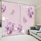 Blue Deep Light Petals 3D Curtain Blockout Photo Printing Curtains Drape Fabric