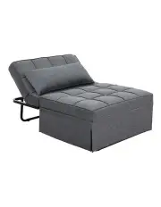 [Artiss] Pillow Folding Linen Sofa Bed Ottoman in Grey