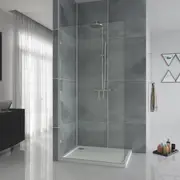 ELEGANT 1000x2000mm Sliver Shower Screen Walk-In Frameless Fixed Panel 10mm Toughened Glass