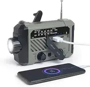Emergency Solar Radio with Hand Crank, Portable NOAA/AM/FM Weather Radio with 3 Mode Flashlight, SOS Alarm, Phone Charger, Survival Gear and Supplies, Camping Essentials(A)