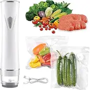 Vacuum Sealer for Food (Vacuum Sealer Machine + 15 Reusable Vacuum Bags) Powerful Handheld Vacuum Sealer Machine, Seal Meal Saver, Portable Food Sealer