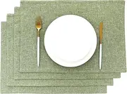 AOKSUNOVA Sage Green Placemats Set of 4 Cloth Table Mats Washable Linen Place Mat Fabric