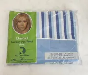 VTG DAN RIVER DAN-PRESS no iron Double Flat Bed Sheet Color Blue New USA