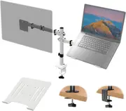 Dual Monitor Stand Laptop Tray Arm Desk Mount VESA Mount 8Kg Screens White