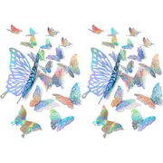 Wall Art 120Pcs 3D Iridescent Silver Butterfly Wall Decals Holographic Silver Butterfly Wall Decor Classroom Decorations with Set of 5 Styles Decorative Paper
