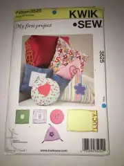 CRAFTS UNCUT KWIK SEW 3525 Sewing Pattern THROW PILLOW COUCH BED HOME DECOR