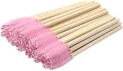Mekupeu Mekupeu 100 Pcs Disposable Mascara Wands Bamboo Spoolies Brush for Eyelash Extensions Spoolie Eyelash Lash Wand Applicator Makeup Kits, Pink