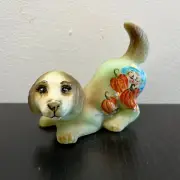 Fenton Glass Scarecrow Puppy Dog Halloween Pumpkin Fall Figurine Ltd Ed #26/27