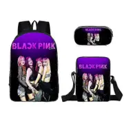 3 Piece Set Blackpink Peripheral Student Schoolbag Backpack + Pencil Pouch + Small Satchel Set