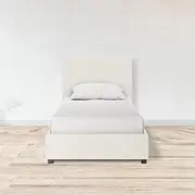Boucle Bed Frame Double Queen King Size Gas Lift Storage Drawer Mattress Base (Cream White, Single)
