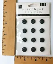 Chatterbox Scrapbook Rivets package of 12 Black Round Snap-on Fasteners
