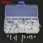 Suleve?&bdquo;? M3NR1 M3 Nylon Screw White Nylon Screws Bolt &amp; Nuts Assortment Kit 160pcs