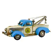 Boyle Vintage Tow Truck Handmade Metal Ornament Home Decor Blue/White 29cm