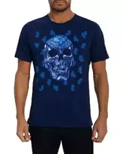 Robert Graham L106702 Mens Blue Skull Graphic Tee Size L