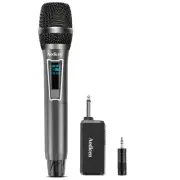 Wireless Microphone,UHF Dual Metal Handheld Dynamic Wireless Mics with Rechar...