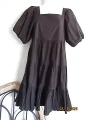 Golden Globe Clothing nwt S %100 cotton black short sleeve peasant dress tiered