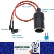 Micro2 Blade fuse Connector Cigarette Lighter Socket Adapter 30CM Cable 10A Fuse