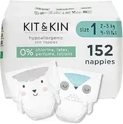 [Kit & Kin] Baby Diapers For New Born Size 1, 2-5Kg (4-Pack | 152 Counts) Flash Dry Superior Leak Protection Disposable Diapers | Hypoallergenic Skin Protection Diapers Size 1