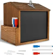 Wood Suggestion Box with Slot and Lock Donation Box Wooden with Chalkboard, Countertop or Wall Mounted Ballot Case Wooden Multifunctional Donation for Saving Fundraising (1pack)