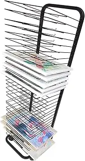 Art Drying Rack,Foldable Drawing Board Storage Rack,30 Shelve Floor Standing Metal Painting Art Storage Rack,for Home and School