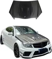 hood scoops for cars， Carbon Fiber Front bonnet Compatible for C-Class W204 C63 Coupe Sedan Engine Hood body kit Black Series Style