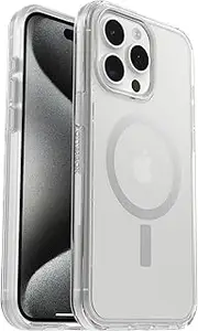 OtterBox Symmetry+ Clear MagSafe Apple iPhone 15 Pro Max (6.7") Case Clear ProPack - (77-93073), Antimicrobial,Drop+ 3X Military Standard,Raised Edges