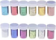 Veemoon 12 Bottles Colorful Granule Shape Gold Powder for DIY Craft Activities Handmade Sequin Painting Glitter for Arts Crafts Mask Decoration and More