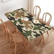 Abstract Camo Pattern Print Rectangular Tablecloth Table Cover for 4 Foot Tables, Waterproof Fitted Elastic Edged Table Cloth for Indoor Outdoor Party Wedding Picnic Patio, 4 Ft/48x30 inch