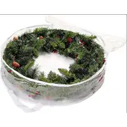 Christmas Wreath Storage Container Round Transparent Xmas Wreath Storage Bag and Protector -White