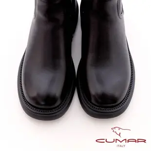 【CUMAR】復古擦色異材質拼接長靴-黑