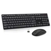 Wireless Keyboard and Mouse Combo, Silent Full Size Cordless USB Keyboard Mou...