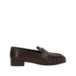 [Prada] Prada Pleated Leather Loafers 38 IT BROWN