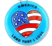 America Land That I Love Christmas Tree Ornament - Art Glass Light Catcher