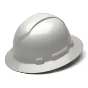 SHINY WHITE GRAPHITE FULL BRIM PROTECTIVE CONSTRUCTION HARD HAT 4 POINT RATCHET