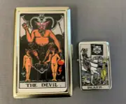 TAROT THE DEVIL CIGARETTE CASE / WALLET & DEATH OIL LIGHTER GIFT SET