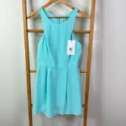 Bettina Liano Dress Womens 10 Turquoise Blue Sleeveless NWT Pleated A-Line
