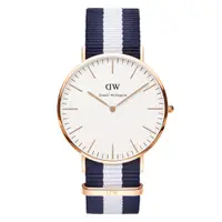 在飛比找PChome24h購物優惠-DW Daniel Wellington 經典藍白帆布錶帶-