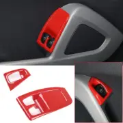 2× Red ABS Window Lift Switch Button Panel Cover For Mercedes~Benz Smart 2010~14 (for: Smart)