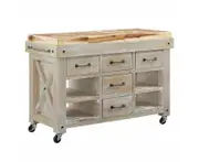 Langdon Hardwood Kitchen Island Bench Top - Rustic white Color