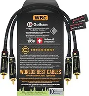 30 CM RCA Cable Pair - Gotham GAC-4/1 (Black) Star-Quad Audio Interconnect Cable with Premium Gold plated Locking RCA Connectors - Directional