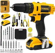 [TOBAIL] Cordless Drill Driver 20V, Cordless Screwdriver Drill Hammer with 2 Batteries 1500mAh, 18+3 Torque, 10mm Keyless Chuck, 45N.m Max Electric Drill, 30 Pieces Accessories, 2 Speed, LED Light