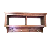 Wall Storage Shelf with Coat Hooks / Cubby Coat Rack / Hall Closet Shelf / Towel