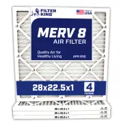 Filter King 28x22.5x1 Air Filter 4-PACK MERV 8 Actual Size 28 x 22.5 x .75"