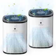 2 Pack Air Purifiers for Bedroom with True HEPA Filter for Smoke, Dust, Pollen,