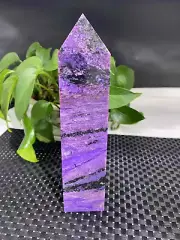 920g Natural Charoite Quartz Obelisk Crystal Energy Tower Point Reiki Decor