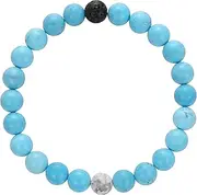 [BRCbeads] Gemstone Beaded Bracelet, Balance with Lava Stone & Howlite Turquoise Birthstone Handmade Healing Power Crystal Elastic Stretch 8mm with Gift Box Unisex