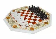 24'' white Marble Chess Table Top Pietra Dura Inlay Children Game Kids c1