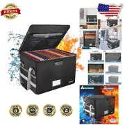 15.55'' Fireproof File Box with Lock - Portable Safe for Legal and Letter Sizes