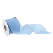 Burlap Ribbon Wired Edge Ribbons Light Blue 2-1/2 Inch x 10 Yard With Roller