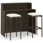 3piece Outdoor Bar Set Garden Patio Lounge Wicker Dining Table Bar Stools Chairs